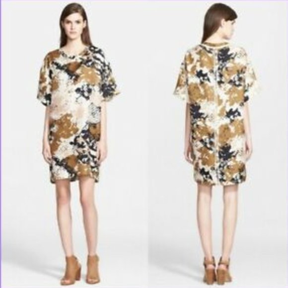 $495 rag & bone 'Chester' Camo Print 100% Silk T-Shirt Dress Small - Picture 2 of 16
